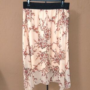 LuLaRoe Cream and Black Midi Floral Skirt